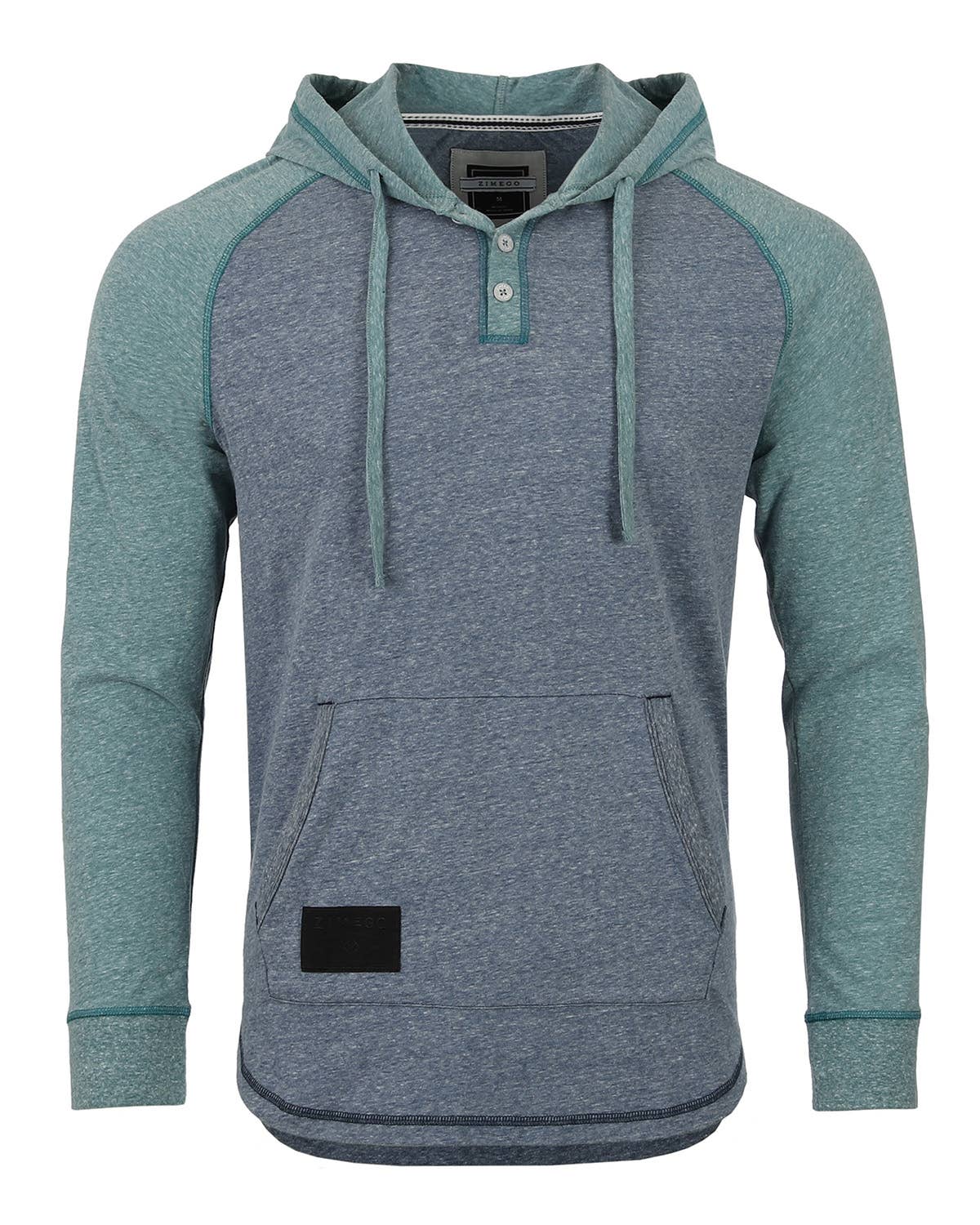 Men's Long Sleeve Color Block Pullover Raglan Henley Hoodie
