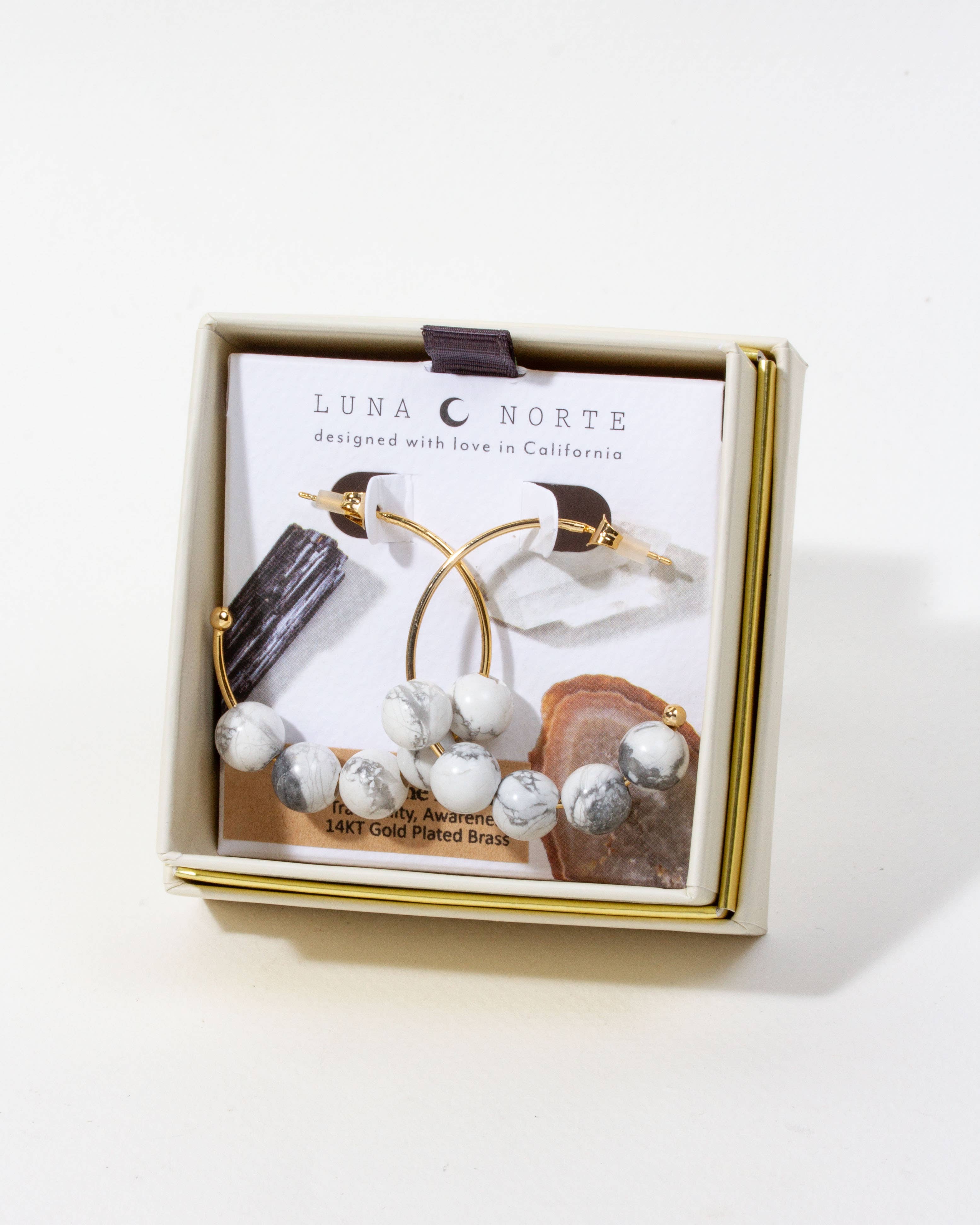 Boho Glide Gemstone Hoop Earrings- White Howlite