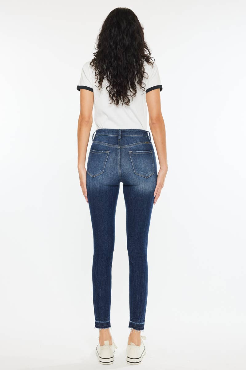 High Rise Ankle Skinny Jeans Dark Wash Kan Can USA