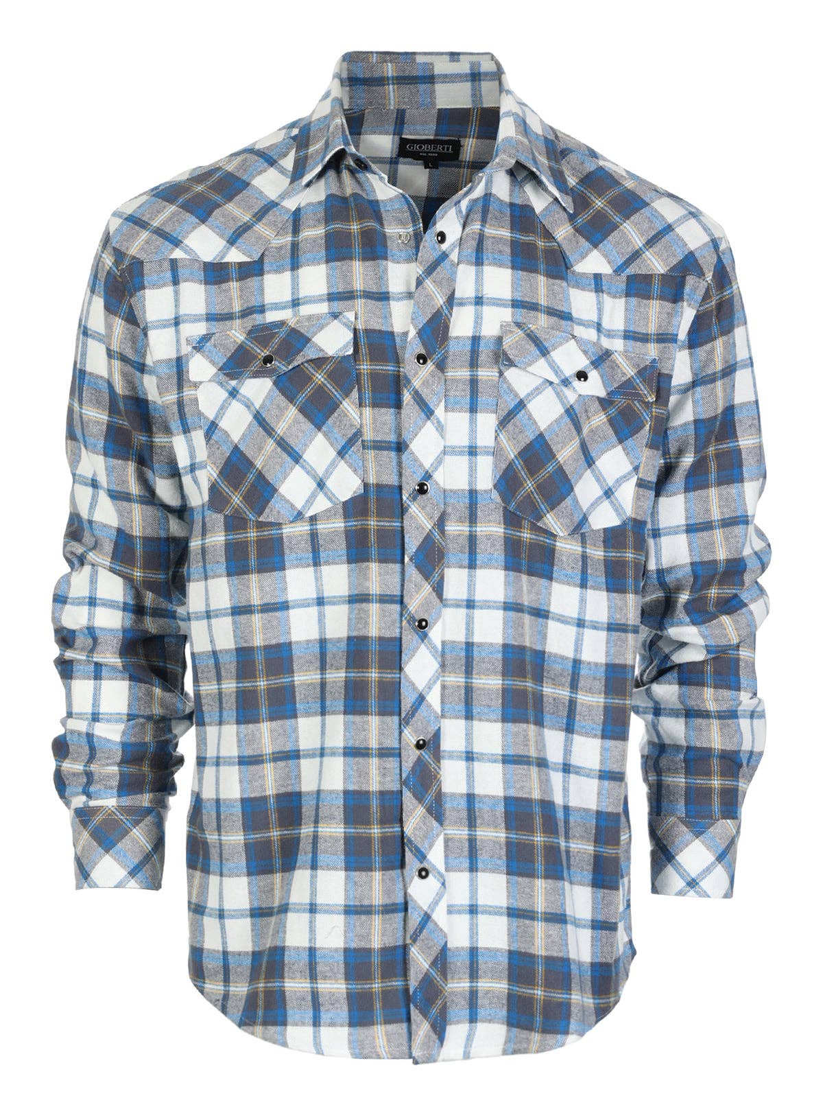 Men's Flannel Plaid Western Shirt with Snap Buttons