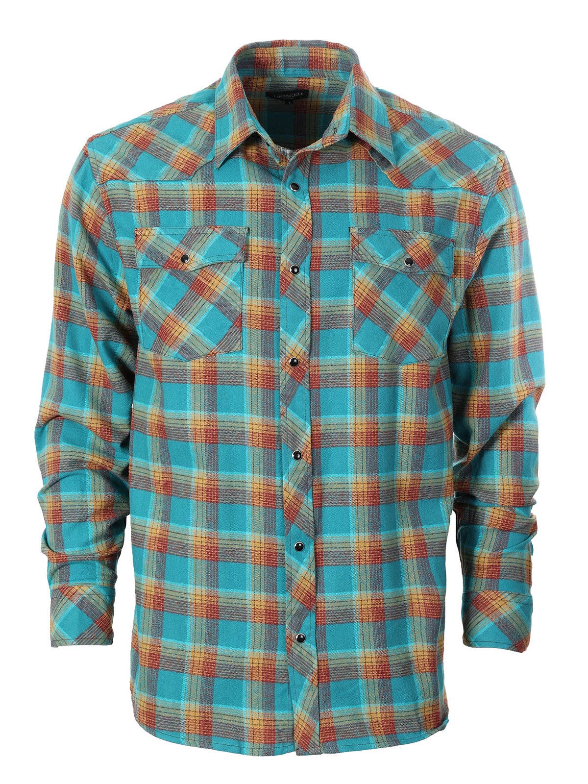 Men's Flannel Plaid Western Shirt with Snap Buttons