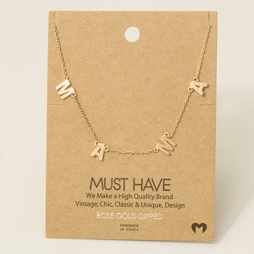 Gold Dipped Mama Station Charm Necklace