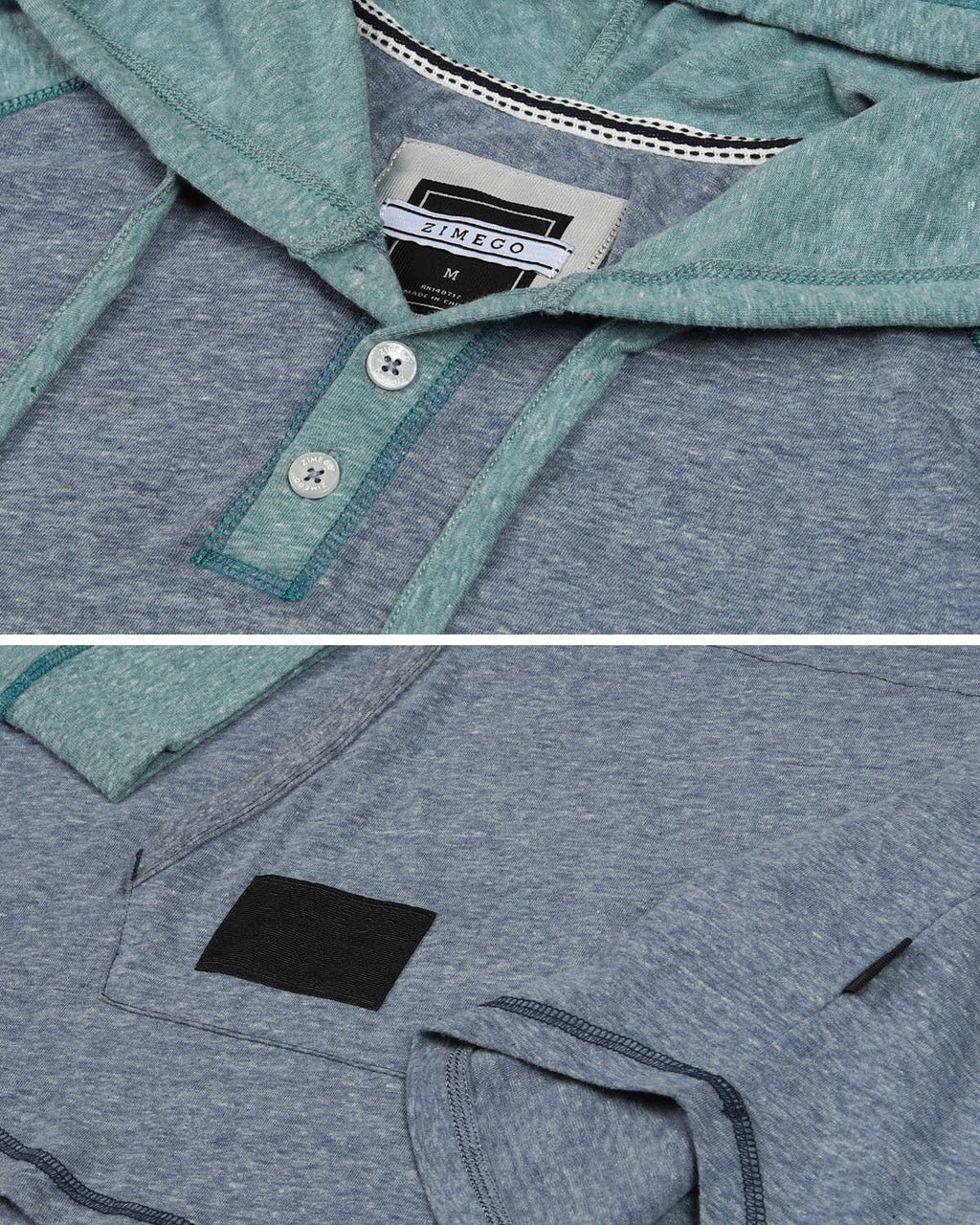 Men's Long Sleeve Color Block Pullover Raglan Henley Hoodie