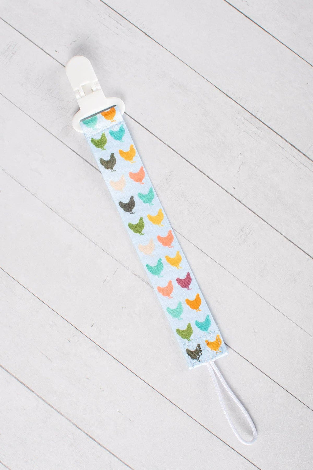 Colorful Chickens Paci Clip