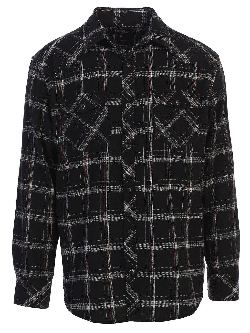 Men's Flannel Plaid Western Shirt with Snap Buttons