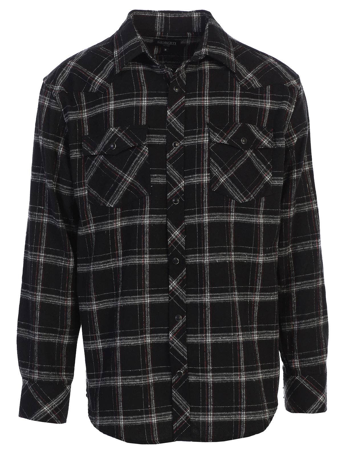 Men's Flannel Plaid Western Shirt with Snap Buttons