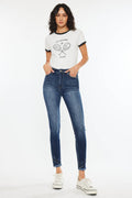 High Rise Ankle Skinny Jeans Dark Wash Kan Can USA
