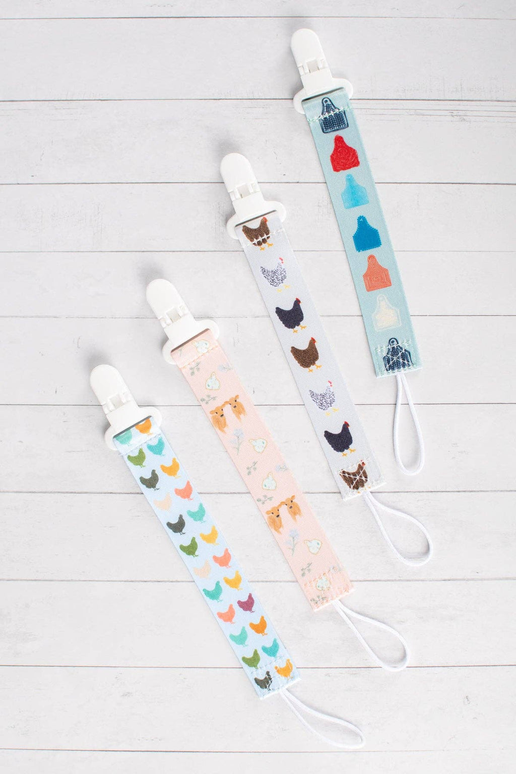 Colorful Chickens Paci Clip