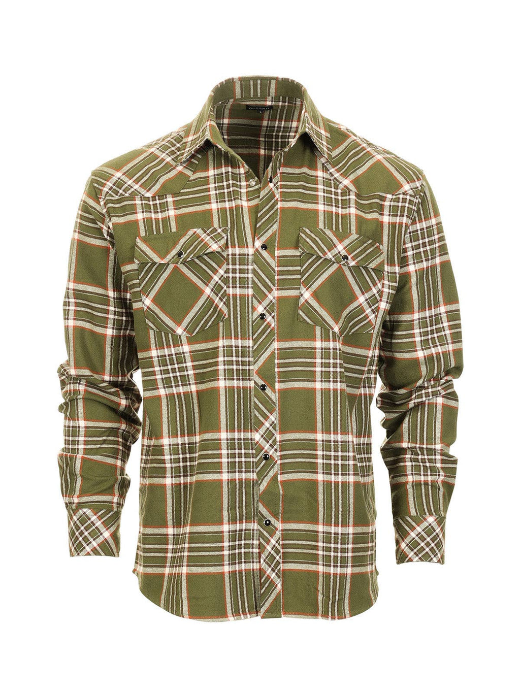 Men's Flannel Plaid Western Shirt with Snap Buttons