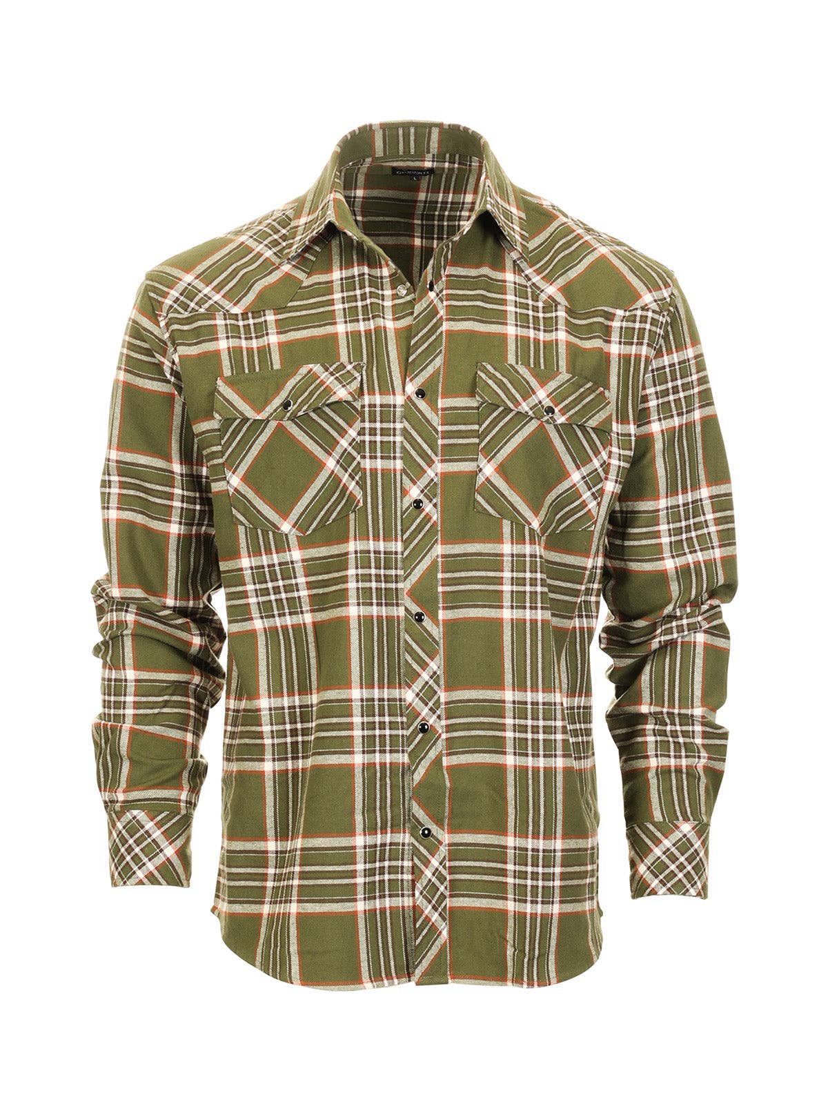 Men's Flannel Plaid Western Shirt with Snap Buttons