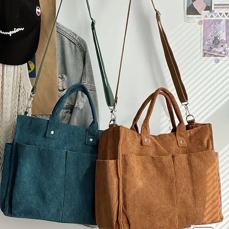 Fall Corduroy Tote Bags
