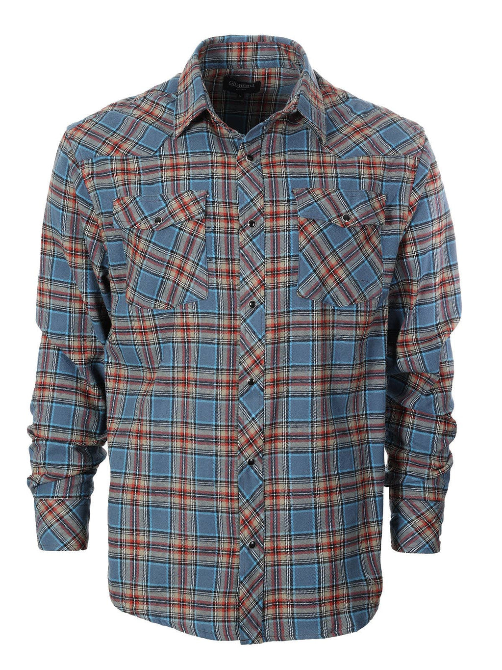 Men's Flannel Plaid Western Shirt with Snap Buttons