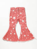 Pink Stars Girls Flare Jeans