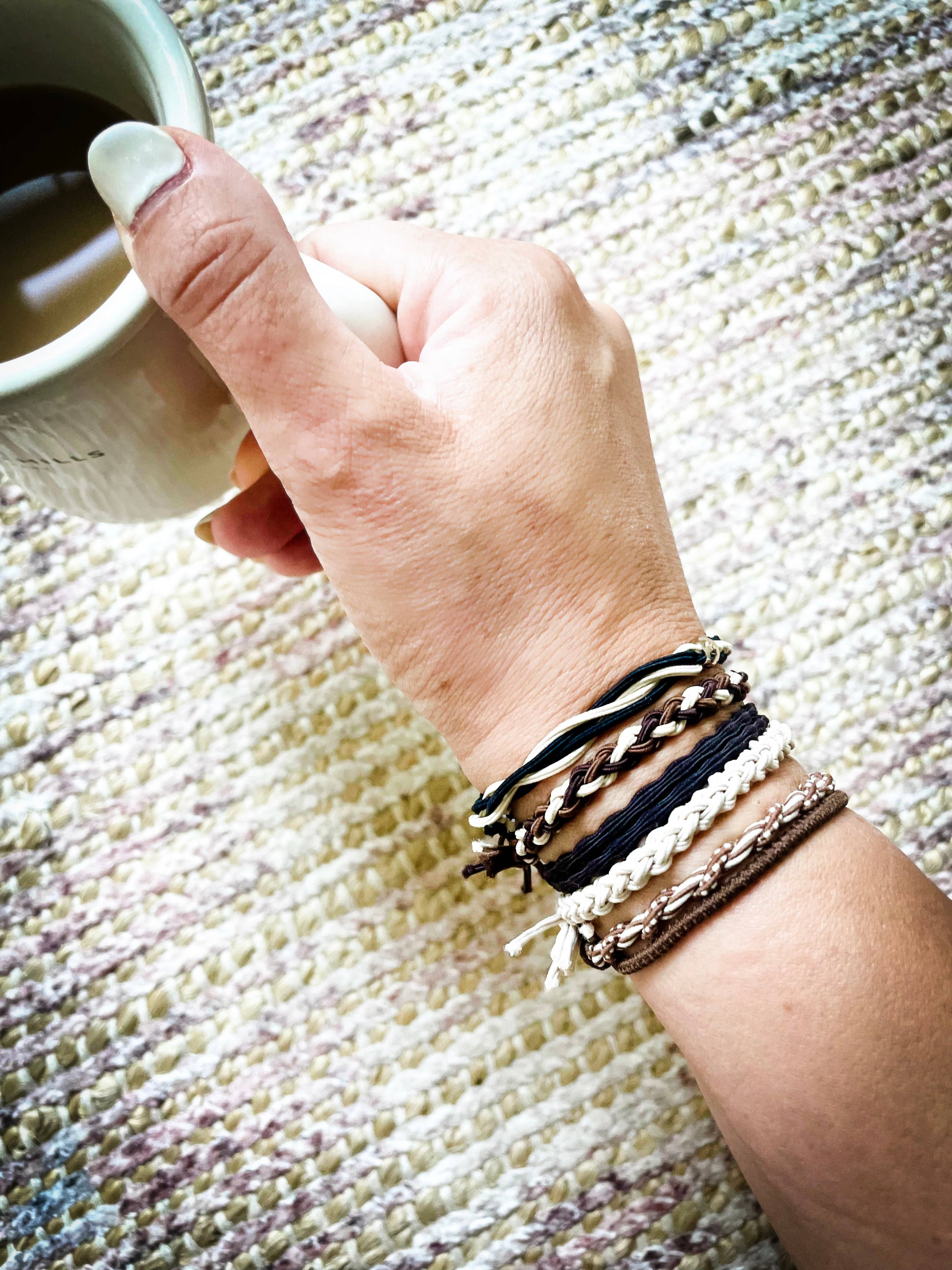 Boho Hair Ties on Kraft Card | Black & Tan