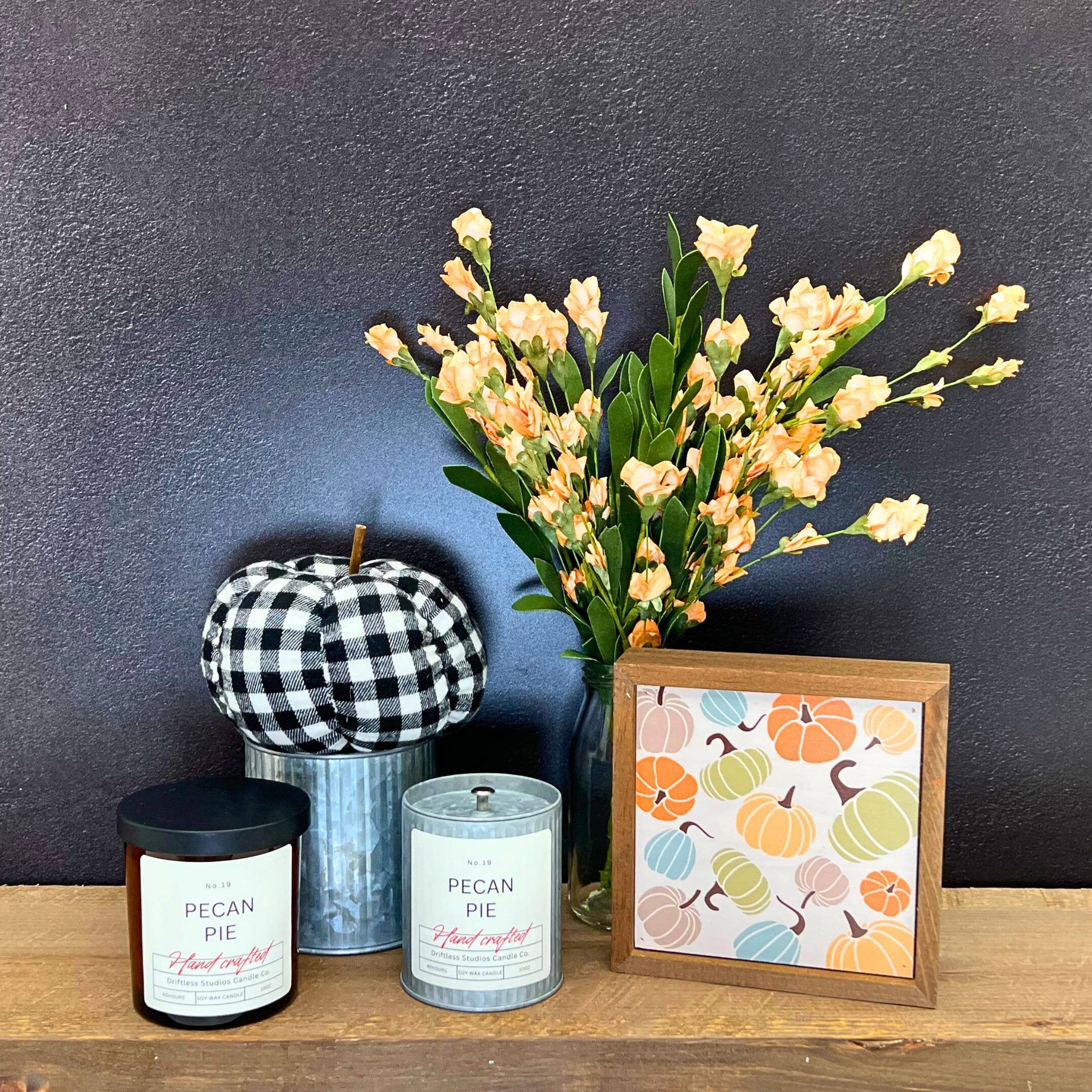 Pecan Pie Tin Farmhouse Fall Decor Candle - Holiday Candles