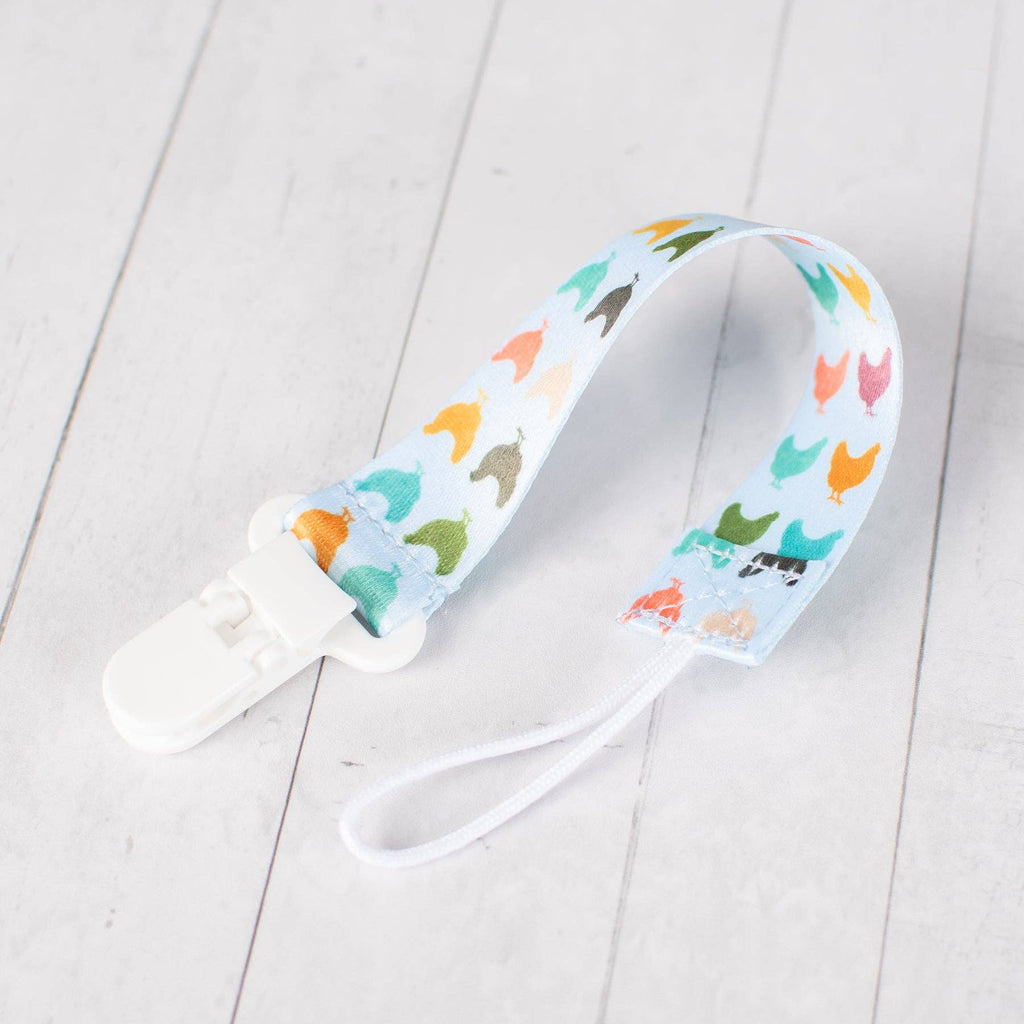 Colorful Chickens Paci Clip