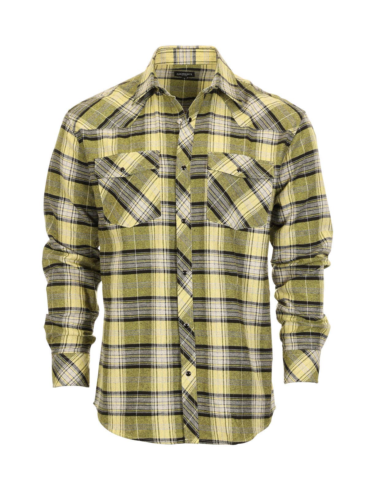 Men's Flannel Plaid Western Shirt with Snap Buttons