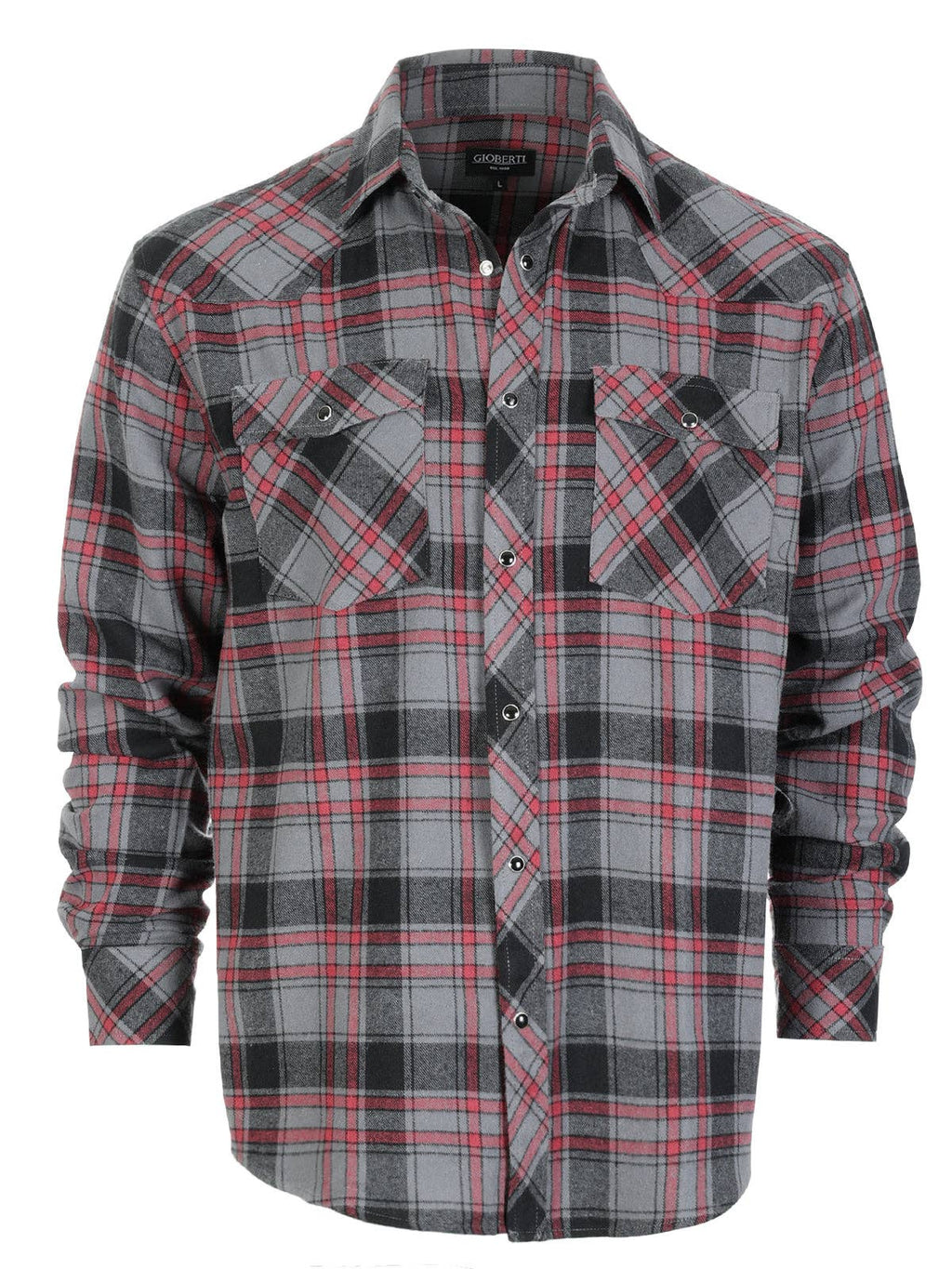 Men's Flannel Plaid Western Shirt with Snap Buttons