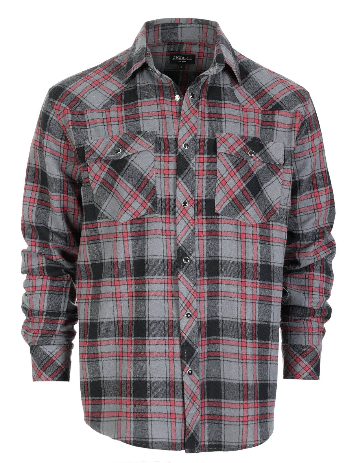 Men's Flannel Plaid Western Shirt with Snap Buttons