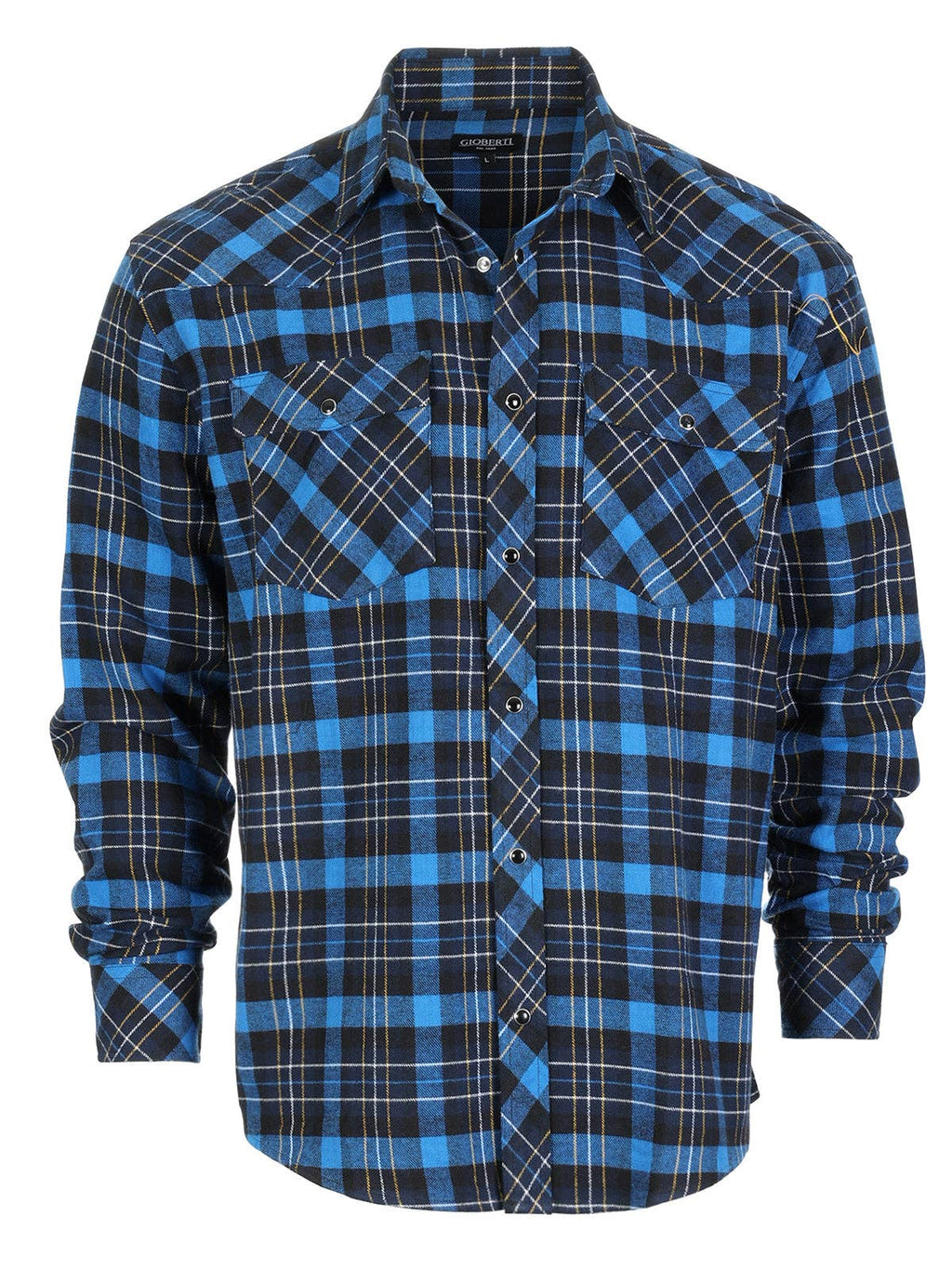 Men's Flannel Plaid Western Shirt with Snap Buttons