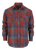 Men's Flannel Plaid Western Shirt with Snap Buttons