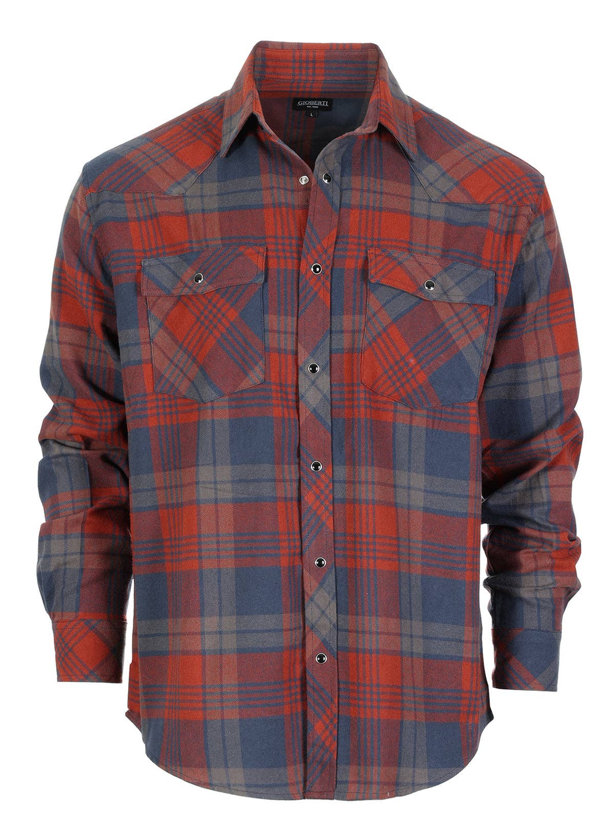 Men's Flannel Plaid Western Shirt with Snap Buttons