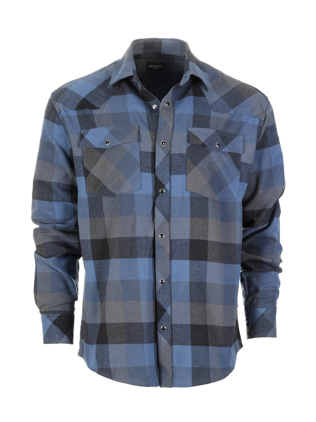 Men's Flannel Plaid Western Shirt with Snap Buttons