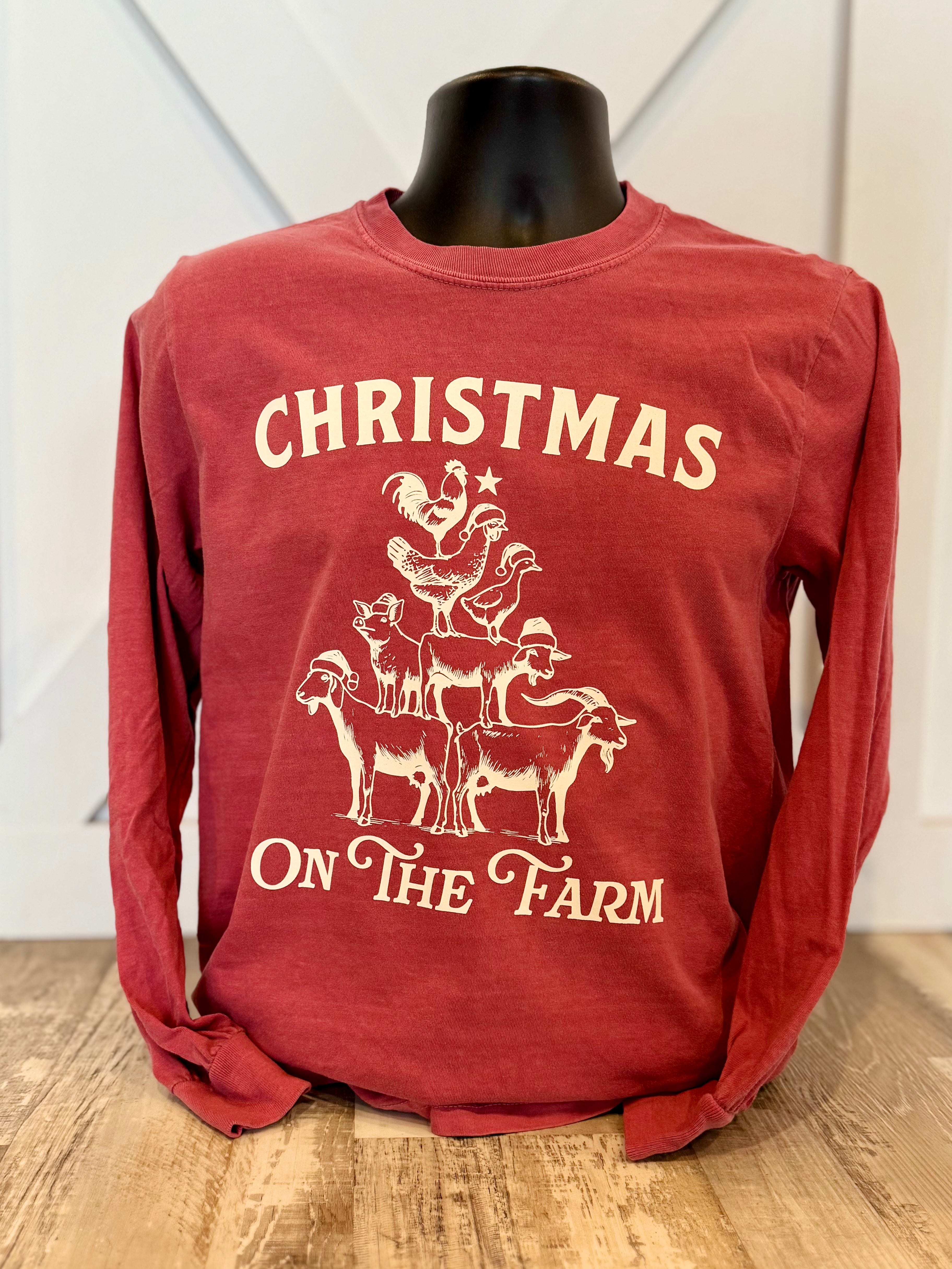 Christmas On The Farm - Comfort Colors T-Shirt LS