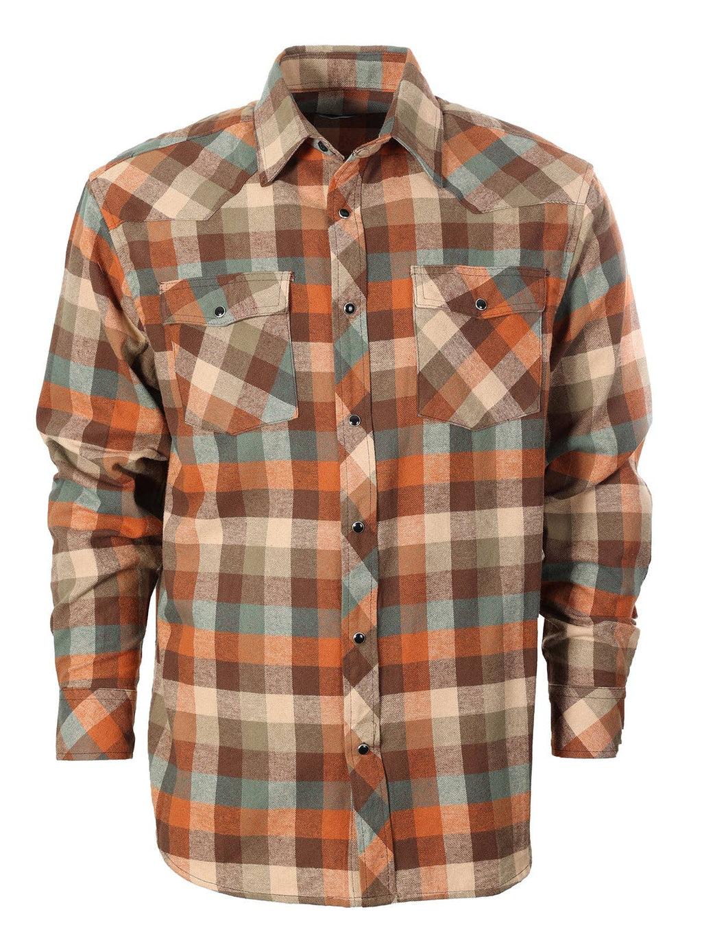 Men's Flannel Plaid Western Shirt with Snap Buttons