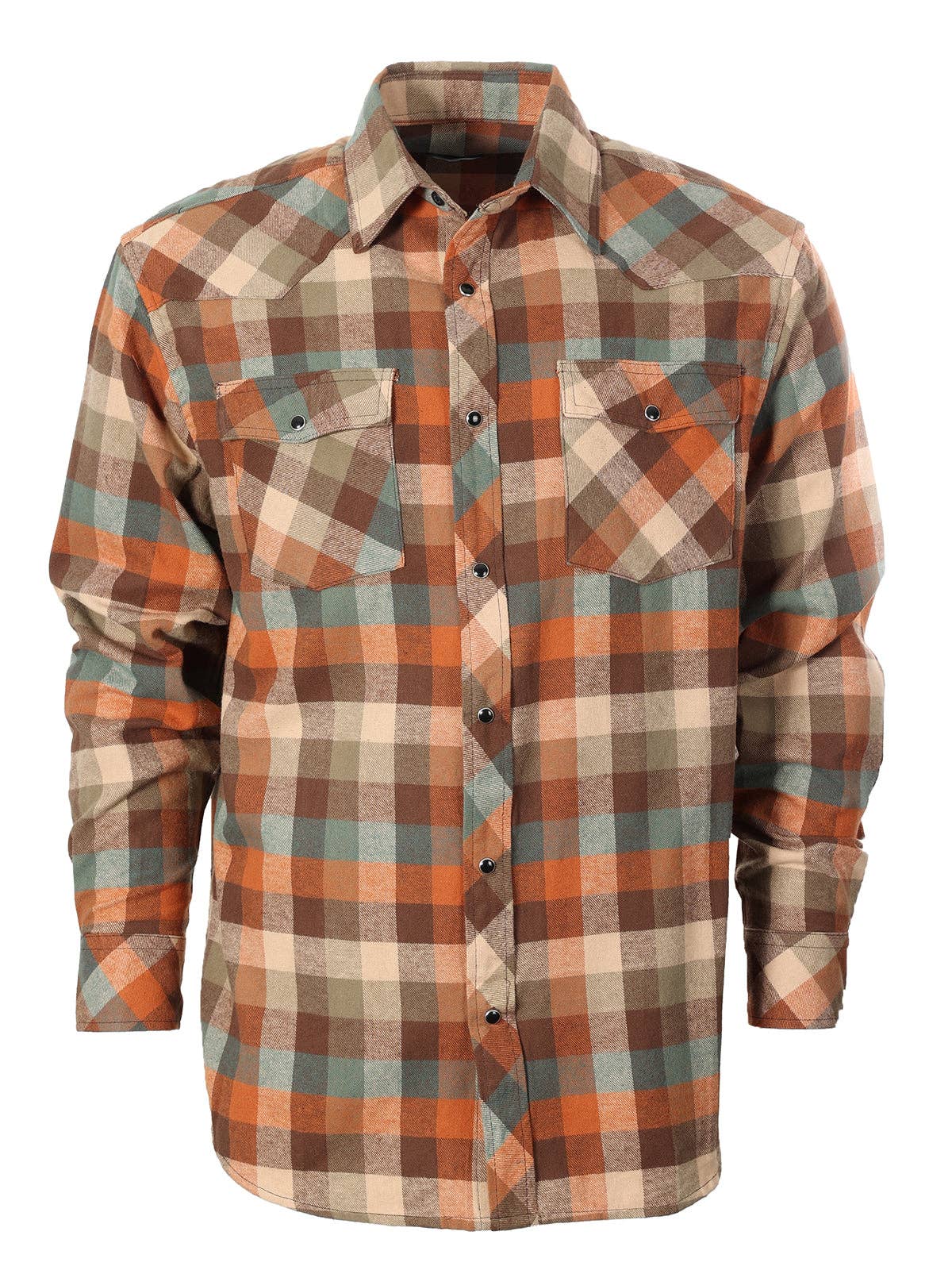 Men's Flannel Plaid Western Shirt with Snap Buttons