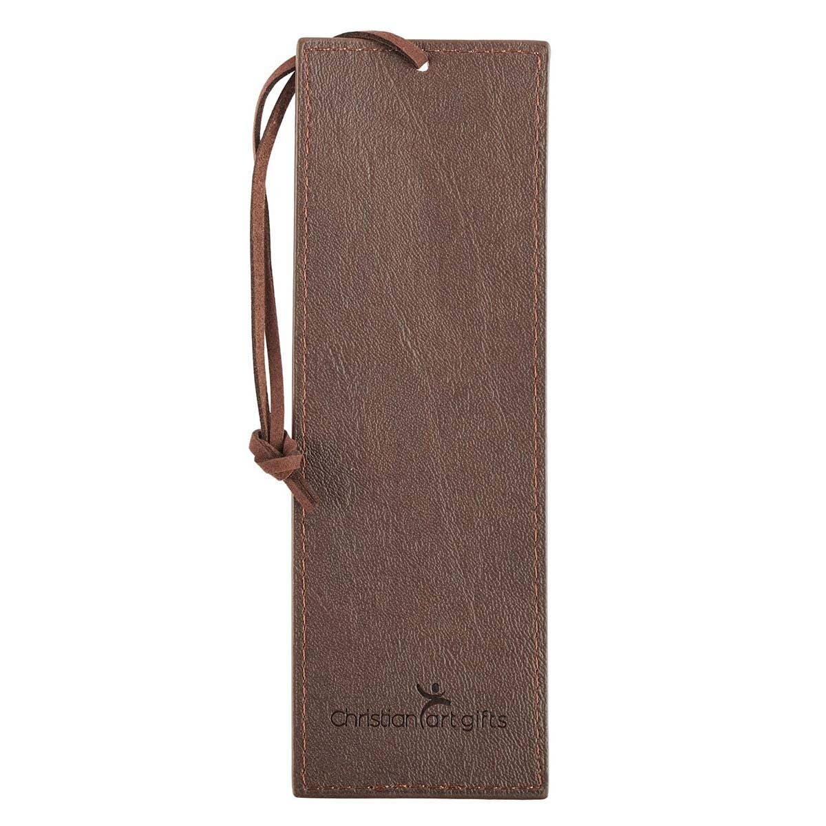 Bookmark Faux Leather Brown The Lord Is My Strength Ex. 15:2
