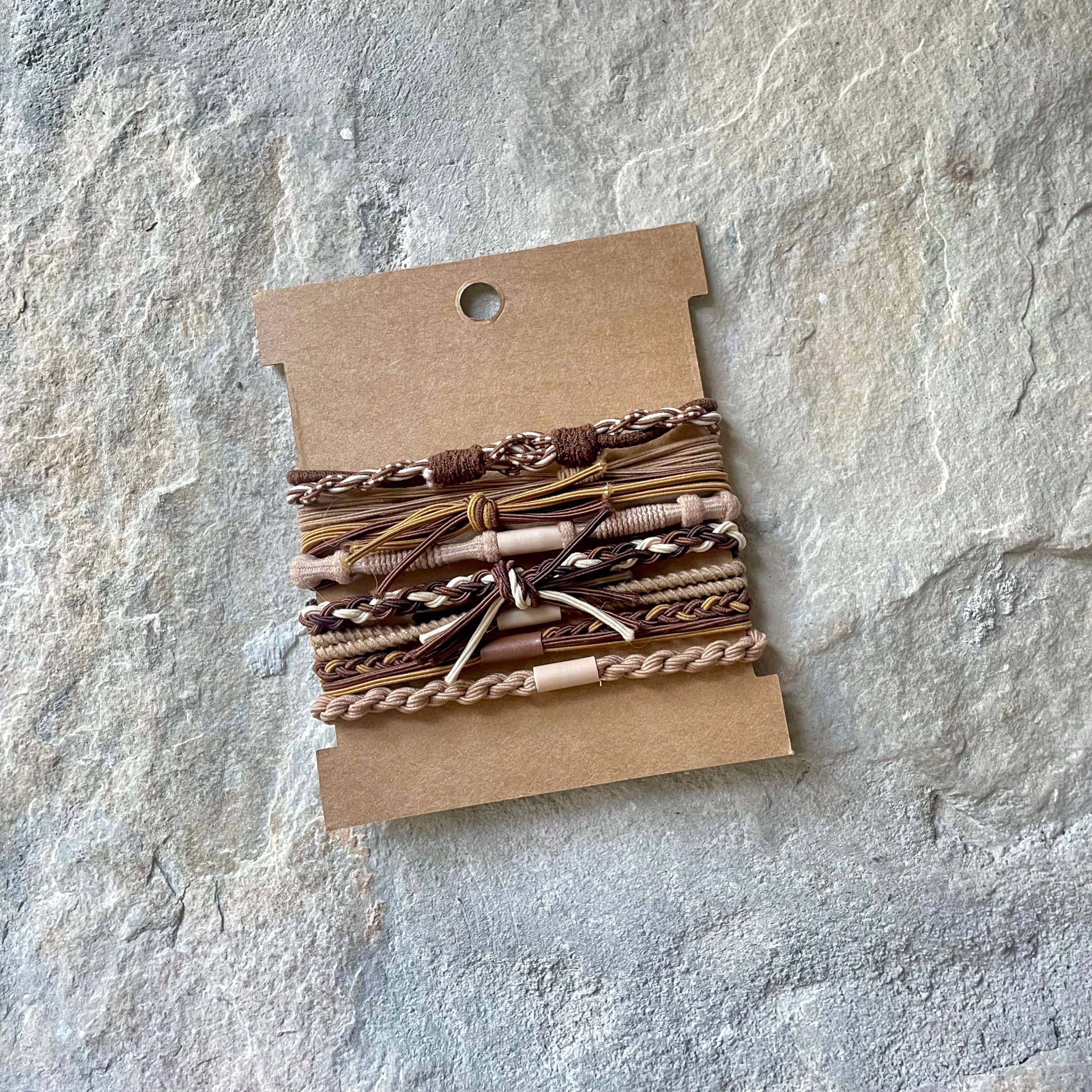 Boho Hair Ties on Kraft Card | Rustic neutrals