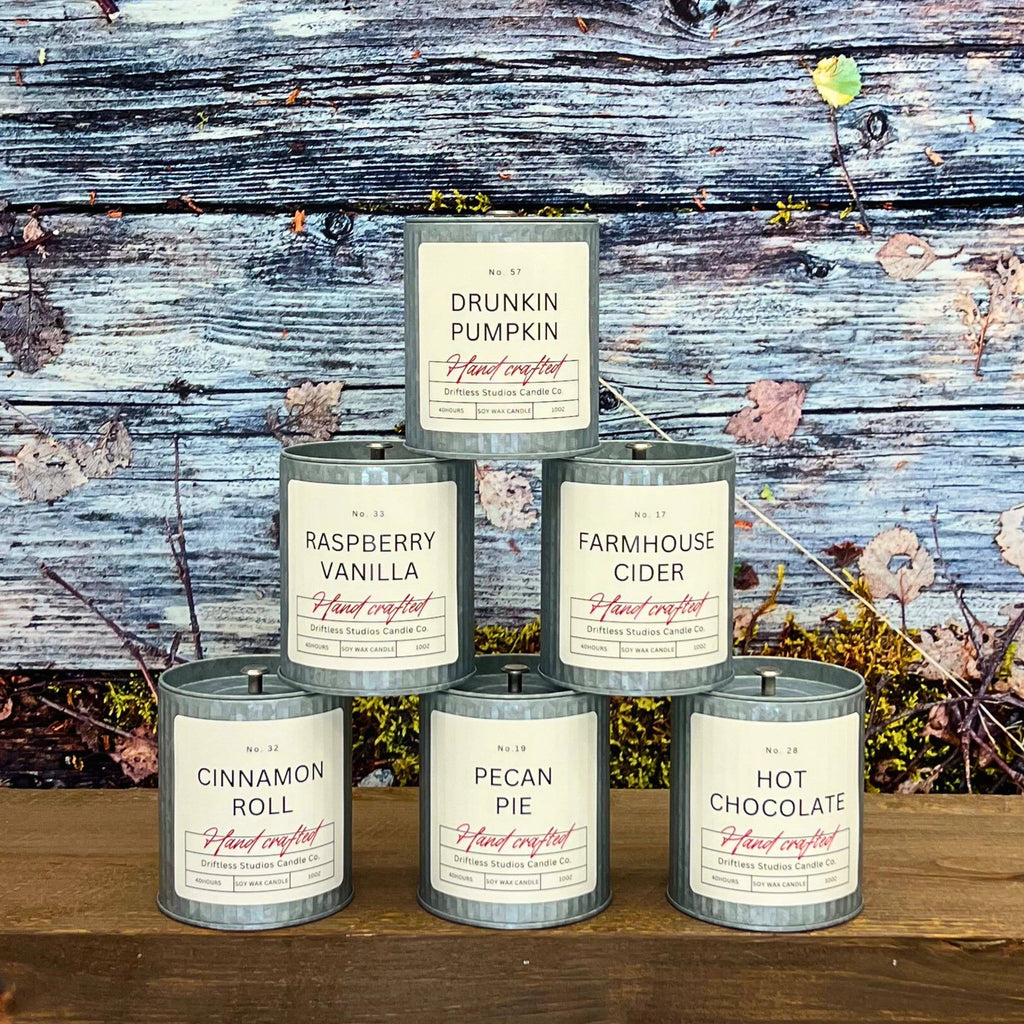Pecan Pie Tin Farmhouse Fall Decor Candle - Holiday Candles