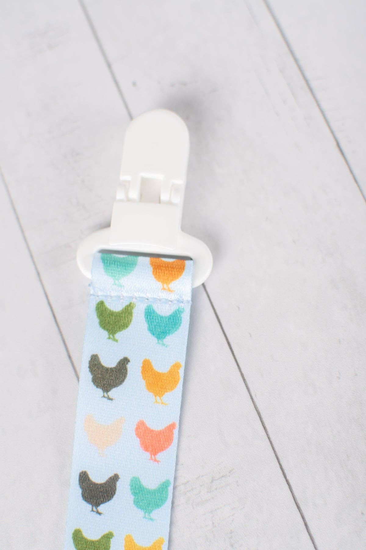 Colorful Chickens Paci Clip