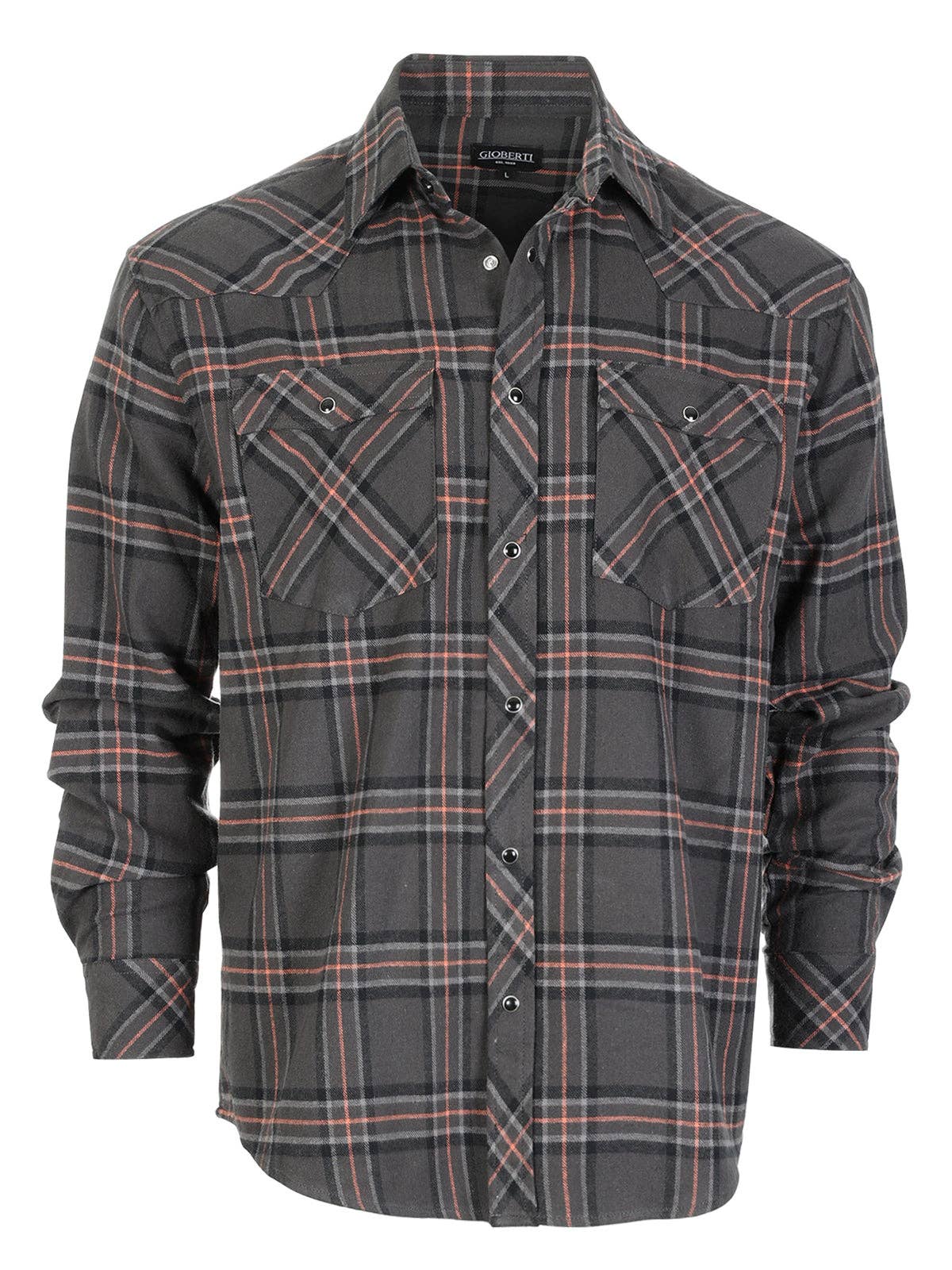 Men's Flannel Plaid Western Shirt with Snap Buttons