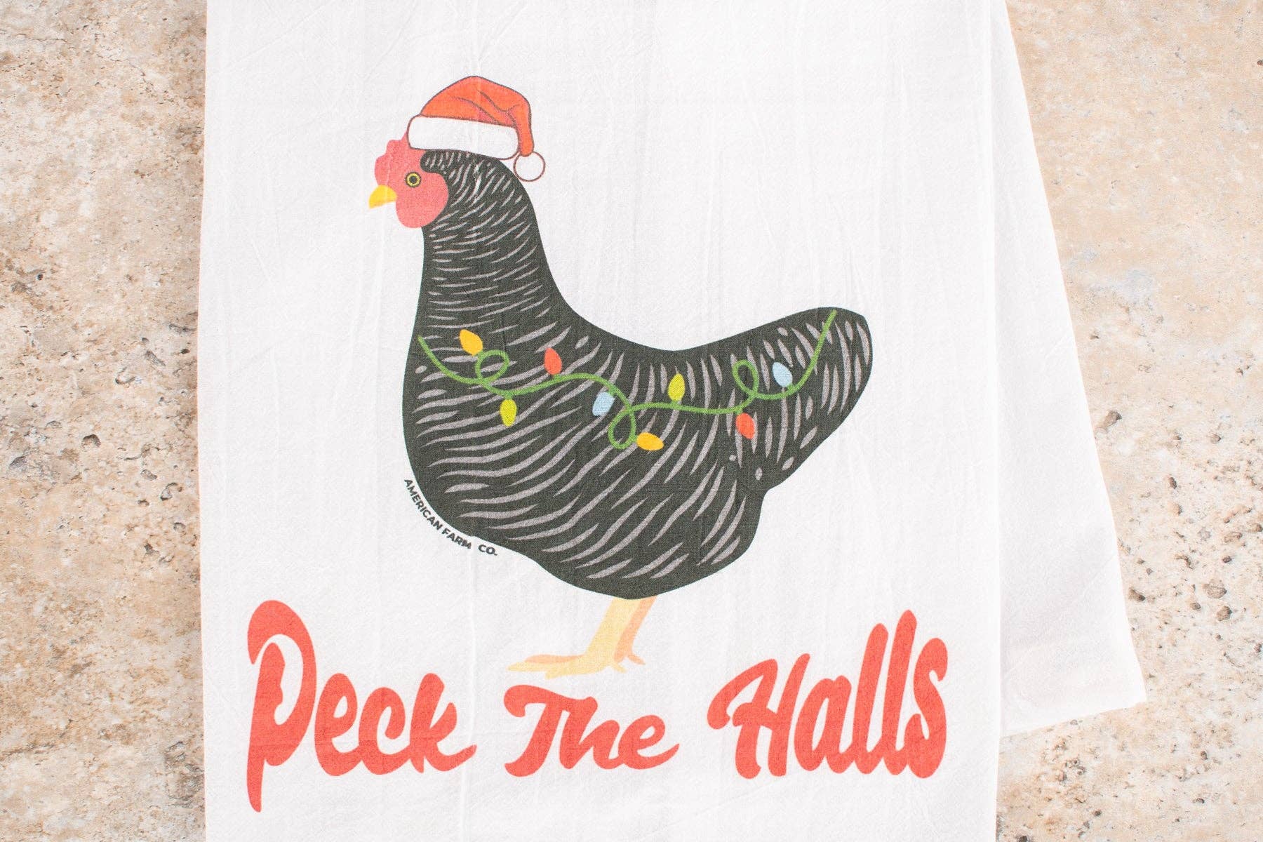 Christmas Chicken 'Peck the Halls' Flour Sack Kitchen Towel