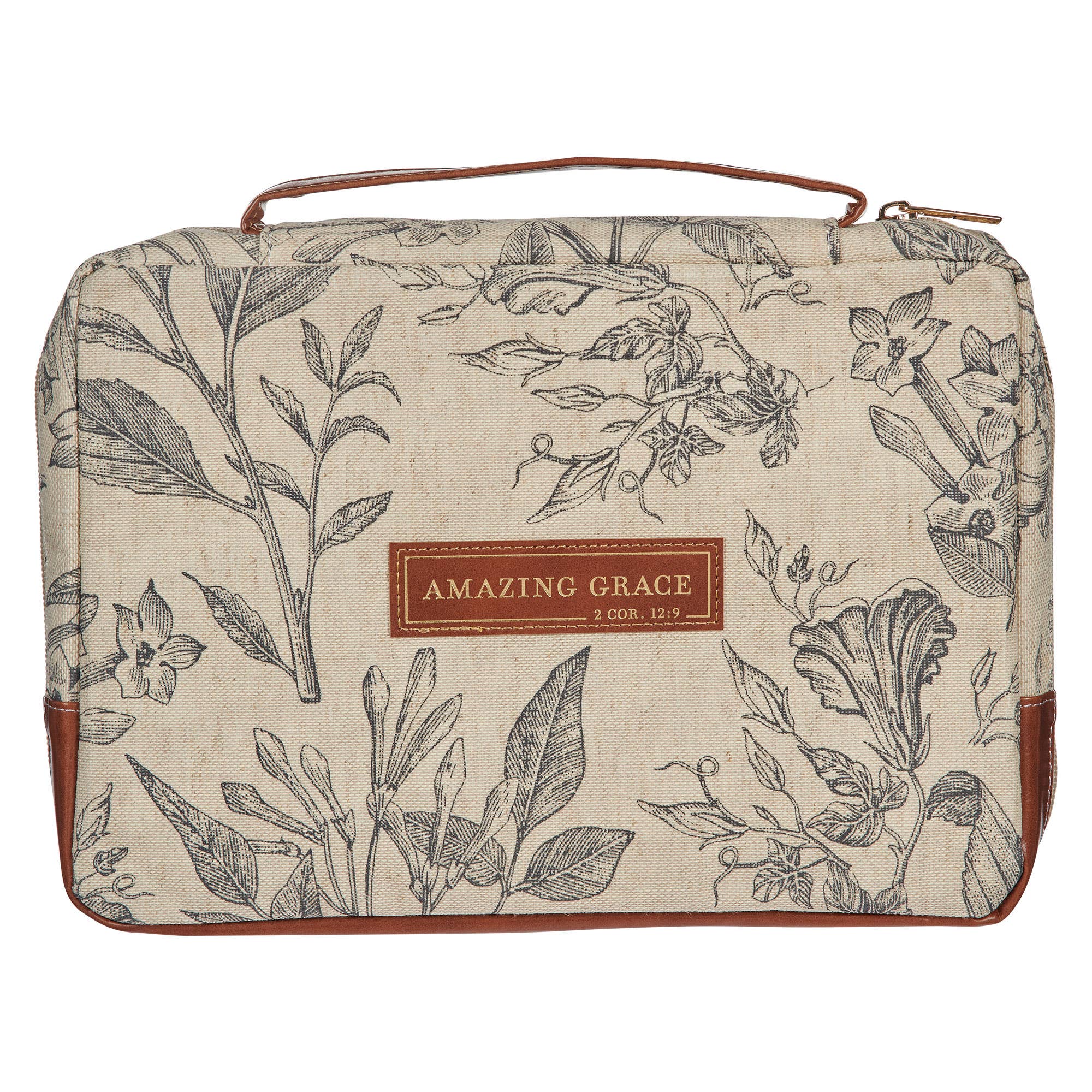 Bible Cover Fashion Cream/Brown Floral Amazing Grace