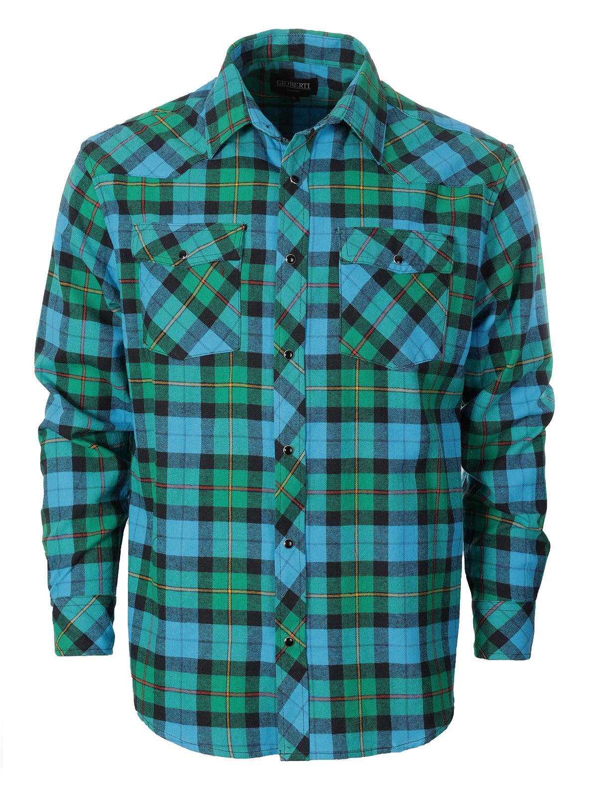 Men's Flannel Plaid Western Shirt with Snap Buttons